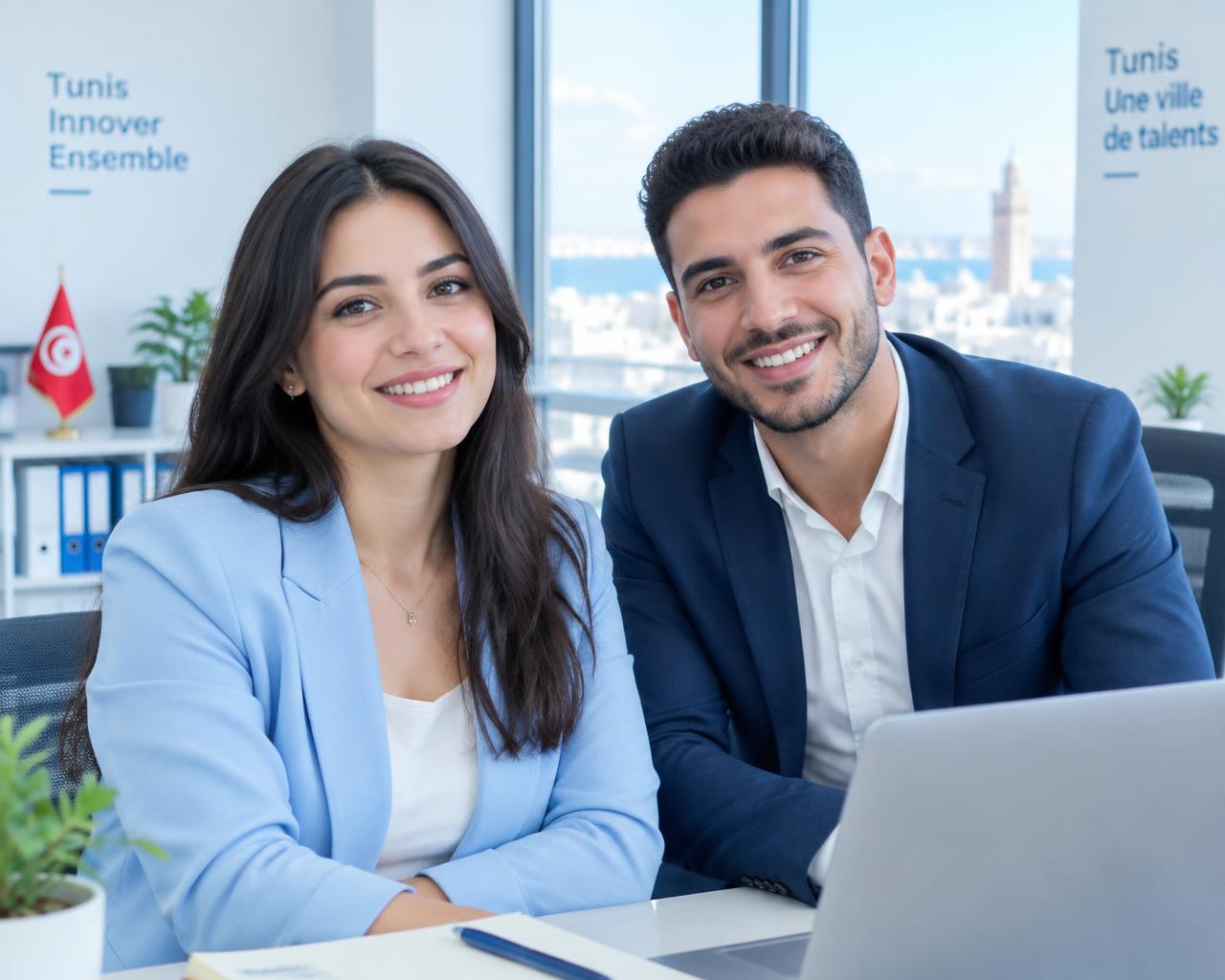 Professionnels dans un bureau moderne à Tunis